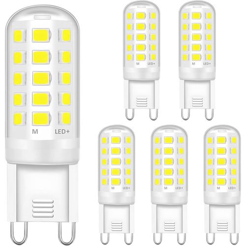 Anwxai-Ampoule Ledg9,4w Ampoules Led Blanc Froid 6000k Équivalent 40w Ampoule Halogène,400lm Ampouleg9 Led,Sans Scintillement,Non-Dimmable,Ampouleg9 Pour Le Salon,Chambre,Cuisine,Lot De 6