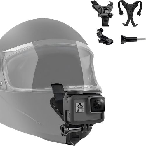 anwxai-Support Casque De Moto Menton PourGopro Hero 13/12/11/10/9/8/7/6/5/4,Insta360 Ace Pro/2 X5 X4 X3,Dji Osmo Action 5 Pro Action 4/3,Silicone Antidérapant,Action Cam Accessoires