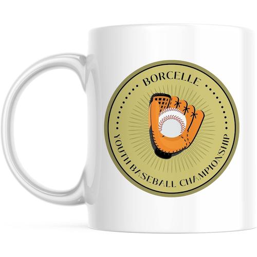 Tasse Personnalisee De Cercle De Championnat De Baseball De Jeunesse Beige Brun - Avec Votre Texte Options De Taille