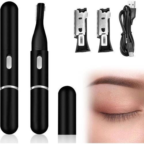 Anwxai-Tondeuse À Sourcils Électrique Usb:Rotative À Double Lame Avec Câble De Données,Épilateur Rechargeable Pour Femmes Sans Douleur Et Précision(Noir) 