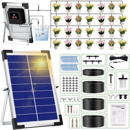 anwxai-Kit Arrosage Automatique Solaire Pour Jardin,30M Tuyau Pour Plantes En Pot(1-30),300 Modes De Minuterie,SystèmeGoutte ÀGoutte Pour Jardin Balcon,Ferme Et Serre