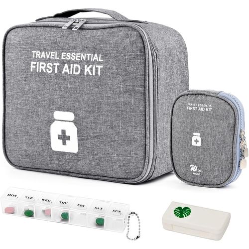 Anwxai-2 Pièces Trousse De Secours Vide Avec 2 Pcs Pilulier,Étanche Sac De Médecine Portable,Trousse De Médecine Sac D'urgence Degrande Capacité,Pour Activités De Plein Air,Maison,Voyages