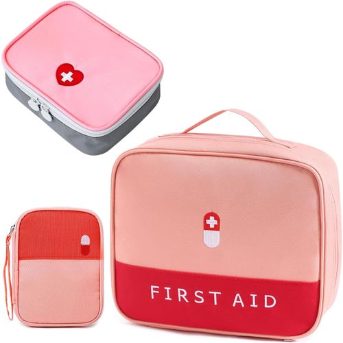 Anwxai-Sac De Rangement De Médicaments,3 Pièces Trousse De Secours Vide Boite De D'urgence Sac À Médicaments Pour Maison Voyages Camping Activités De Plein Air(Rose)