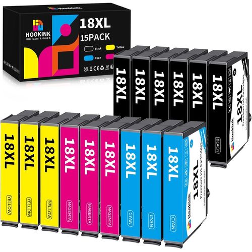 Lot De 15 18Xl 18 Cartouches D'Encre Compatible Pour Epson 18Xl 18 Xl Avec Expression Home Xp-205 Xp-215 Xp-225 Xp-305 Xp-312 Xp-315 Xp-322 Xp-325 Xp-405 Xp-412 Xp-415 Xp-422 Xp- 4[Marque97]