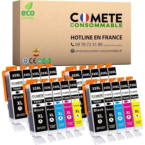 Comete, Marque Française - 33Xl - 20 Cartouches D'Encre Compatibles Avec Epson 33 Xl Orange - Pour Epson Expression Premium Xp-530 Xp-540 Xp-630 Xp-635 Xp-640 Xp-645 Xp-830 (Noir E[Marque204]