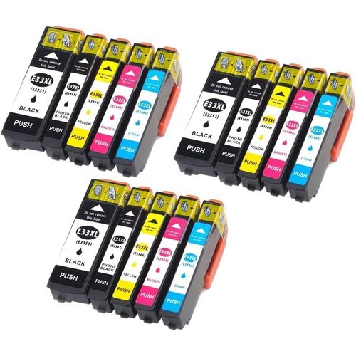 33Xl Cartouches D'Encre Epson 33 Xl Cartouches Compatible Pour Epson Expression Premium Xp-7100 Xp-530 Xp-540 Xp-630 Xp-635 Xp-640 Xp-645 Xp-900(15 Pack)[Marque742]