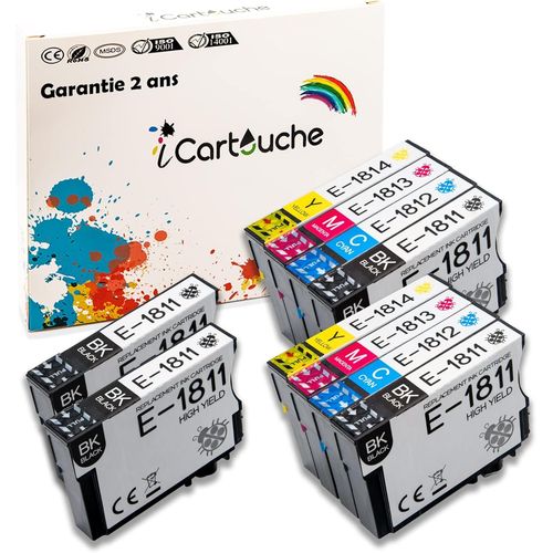 Cartouche D'Encre Compatible Pour Epson 18Xl Expression Home Xp-102 Xp-205 Xp-212 Xp-215 Xp-225 Xp-302 Xp-305 Xp-312 Xp-315 Xp-322 Xp-325 Xp-405 Xp-412 Xp-415 Xp-422 Xp-425 (4Bk 2C[Marque998]