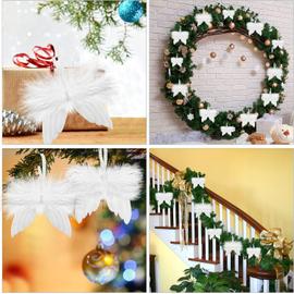Ailes d'ange, décorations de Noël blanches fantaisie Ornement d