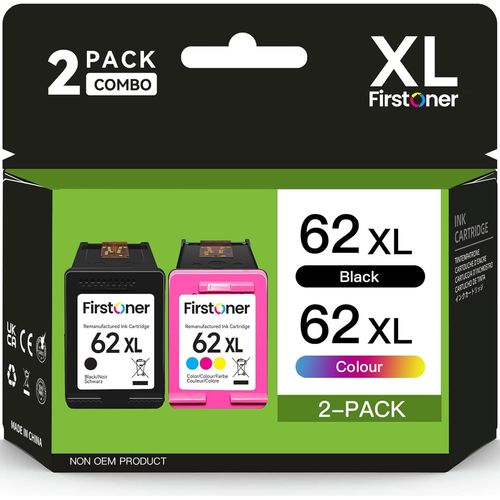 62Xl Cartouche D'Encre, 62Xl Cartouches Noir Et Couleur Remplacement Pour Hp 62 Cartouches D'Encre Pour Envy 5540 5541 5542 5640 5544 5546 5644 5646 Officejet 200 250 5740 5742 574[Marque2229]