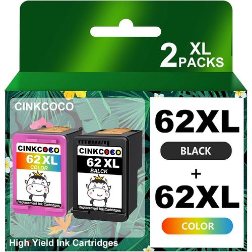 Cartouche 62 Xl Remanufacturée Pour Cartouche Hp 62 Noir Et Couleur Hp 62Xl Encre Hp 62 Xl Hp 62 Pour Hp Envy 5540 5640 5644 7640 5547,Hp Officejet 200 250 5740(2 Pack)[Marque1785]