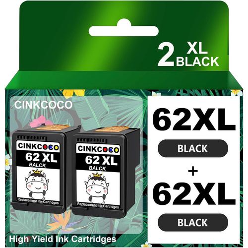 Cartouche 62 Xl Remanufacturée Pour Cartouche Hp 62 Noir Hp 62Xl Encre Hp 62 Xl Hp 62 Pour Hp Envy 5540 5640 5644 7640 5547,Hp Officejet 200 250 5740(2 Noir)[Marque1786]