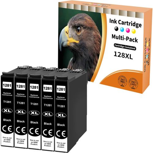 5X T1281 Cartouches D'Encre Compatibles Pour Eposn T1281 1281 Noir Pour Epson Stylus Office Bx305F Bx305Fd Bx305Fw S22 Sx125 Sx130 Sx230 Sx235W Sx420W Sx425W Sx430W Sx435W Sx435W 4[Marque2183]