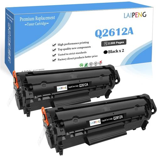 12A Q2612A Cartouche Toner Compatible Pour Hp Laserjet 1010 1012 1015 1018 1020 1020 Plus 1022 3015 3020 3030 3050 3052 3055 M1005 Mfp M1319 Mfp Imprimantes Jusqu'À 2000 Pages (Noi[Marque2781]