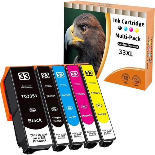 Lot De 5 Cartouches D'Encre 33Xl Compatibles Avec Epson 33Xl T3351 T3361 T3362 T3363 T3364 Pour Xp-530 Xp-540 Xp-630 Xp-635 Xp-640 Xp-645 Xp-830 Xp-900 Xp-7100[Marque2637]