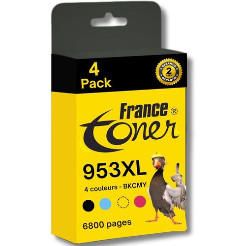 953Xl Cartouches Compatible Pour Hp 953Xl (F6U16Ae) 6800 Pages Hp Officejet Pro 7720, 7730, 7740, Officejet Pro Series 8000 (Pack 4 Evec 4 Couleurs)[Marque360]