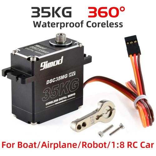 DSC35mg à 360 - 9Servo étanche 35KG 45KG, boîtier en aluminium, engrenage numérique métallique HV sans noyau pour voiture camion bateau sur chenilles 1/8 1/10 RC