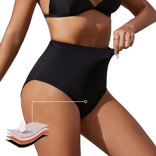 Menstrual Swimsuit For Girls Teens Women Black High Waist Bikini Swimsuit