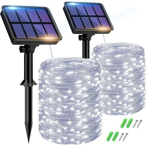 Set of 2 Outdoor Solar String Lights,15 + 2 m,150 LED Waterproof Solar String Lights,8 Modes,Outdoor Solar String Lights Decoration for Garden,Terrace,Yard,Home,Christmas,Wedding,Party.[X1]