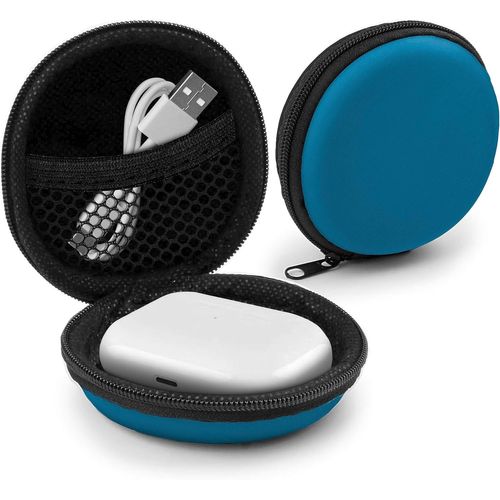 Etui Universel Pour Écouteurs In Ear - Pochette De Protection Rigide Earplug, Ipod Shuffle, Stick Usb, Câble - Transport Case Multifonction Bleu[SAN674109]