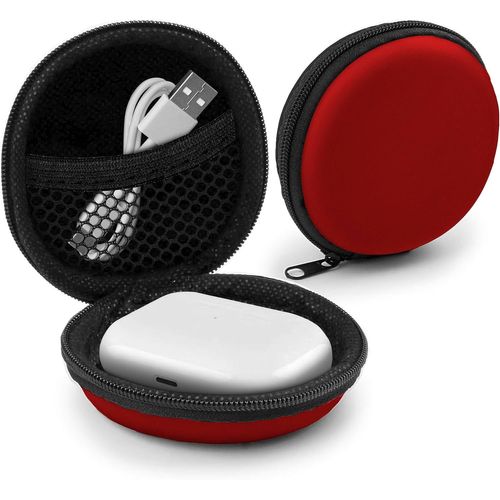 Etui Universel Pour Écouteurs In Ear - Pochette De Protection Rigide Earplug, Ipod Shuffle, Stick Usb, Câble - Transport Case Multifonction Rouge[SAN674107]