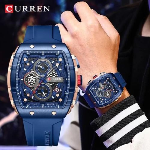 Or Rose Bleu - Montres Homme Lingyue Grand Cadran Aiguilles Lumineuses Chronographe Mode Sport Étanche Bracelet Quartz Homme D\'affaires