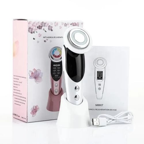 Appareil De Lifting Du Visage À Micro-Courant Ems Rf,7 En 1,Soin De La Peau,Masseur Facial,Luminothérapie,Anti-Âge- White[A7604]