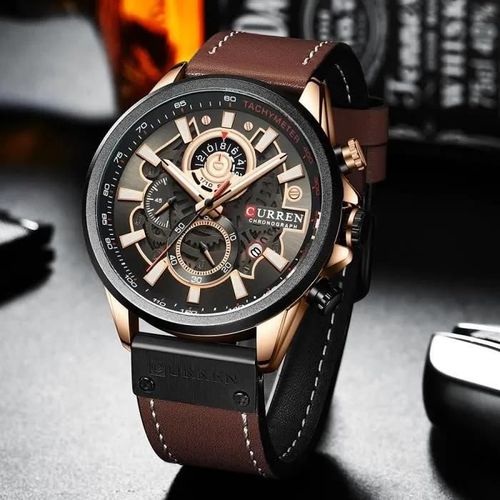 Curren Mode Montre Pour Hommes Top Marque Bracelet En Cuir Montre Chronographe Sport Horloge À Quartz Cadeau Pour Hommes