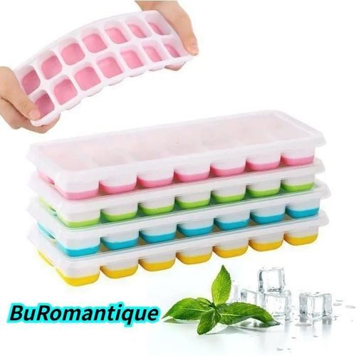 Rose, Vert, Bleu, Jaune - Bacs À Glaçons - Non Spécifié - 4 Pack - Silicone - Démoulage Facile - Couvert