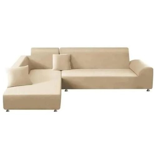 Housse De Canapé - Folaya - Housse D\'angle Élastique - Beige - 2/3 Places - Design Contemporain