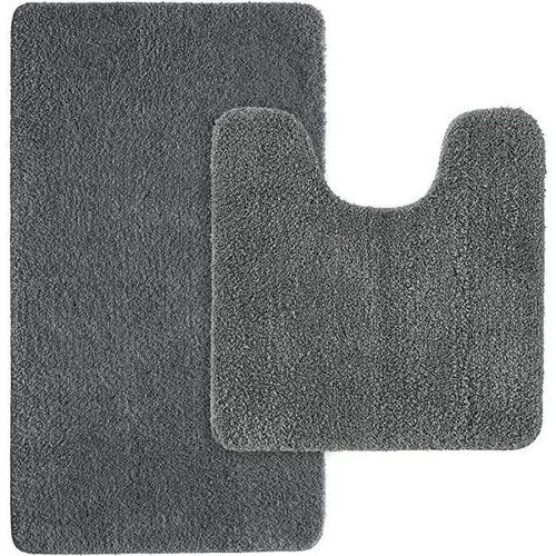 Gris - Tapis De Toilette - Tapis - 50X80Cm + 50X50Cm - Antidérapant - Microfibre - Gris