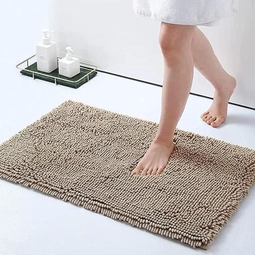 Tapis De Bain Antiderapant,Tapis Salle De Bain En Chenille,Tapis De Bain Absorbant,Lavable En Machine - 50 X 80 50 X 80 Cm Beige