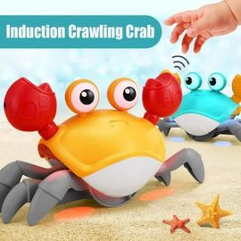 Orange - Jouet Interactif Pour Bébé - Qingque - Crabe Rampant - Orange - Capteurs Infrarouges - Jouet Musical