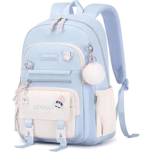 Haopyou Cartable Fille Primaire 20 Litres Sac A Dos College Fille Cartable Kawaii Avec Pendentif Lger Sac Ecole Fille Bleu Cartable