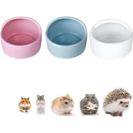 Rose, Bleu, Blanc - Gamelles En Céramique Pour Hamster - Anti-Morsure, Cochon D\'inde, Harnais, Gerbilles, Écureuils, Plumes - Bac À Manger (3 Pcs)