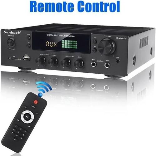 Ampli-Tuner Stéréo 2 X 200W Bluetooth Entrée Phono Auto 2 Zones 5 Calibrage Hdmi