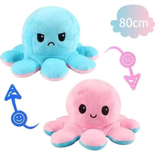 Rose Et Bleu - Peluche Pieuvre Réversible Géante 80Cm - Darmowade - Rose Et Bleu - Jouet Doux Et Mignon - Animaux En Peluche