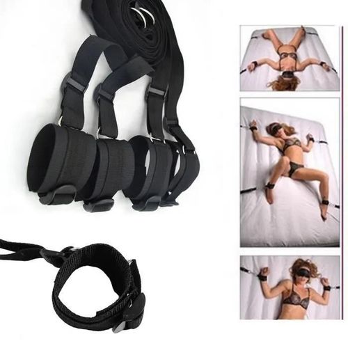 Sextoys Femme Menotte Ceinture Bandage Noir En Cuir Poignet Pied