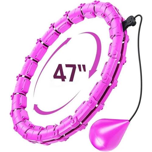 Violet - Cerceau Hula Hoop Fitness - 24 Noeuds Anneau Détachable - Taille Réglable, Pour Débutants, Adultes, Enfants, Perte De Poids -