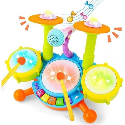 Set De Percussions - Bebe - Tambour - Effets Sonores - Lumineux - Pour Enfants À Partir De 3 Ans