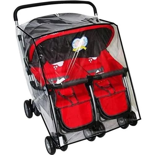 Habillage Pluie Pour Poussette,Housse De Pluie Universelle Imperméable,Pvc Protection De Siège Jumaux Pour Poussette Double,Blanc