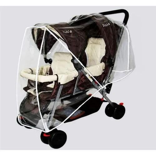Habillage Pluie Poussette Double Housse De Pluie Protection Poussette Jumeaux Avec Boucle D\'attache
