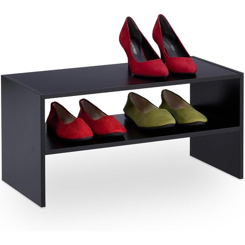 Shoe Rack for 4 Pairs Compact 2 Tier Stackable HLP 29.5 x 60 x 29.5 cm Black