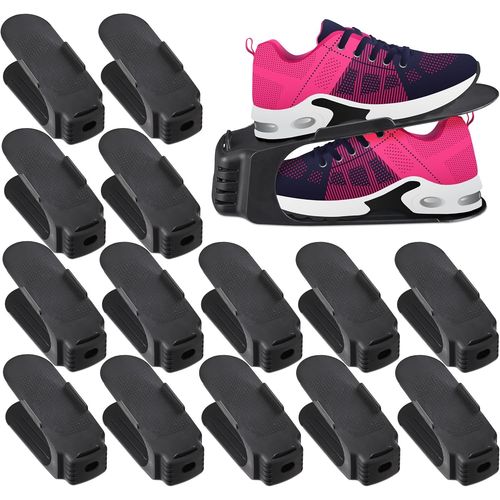 Shoe Stackers, Pack Of 15, Up To Size 39, Non-Slip, Plastic, Shoe Storage, Black