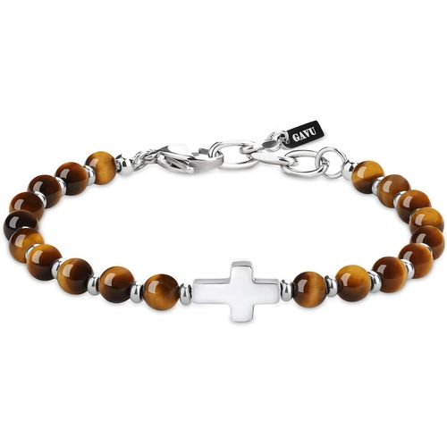 Men's Stone Charm Cross Adjustable Chain Bracelet