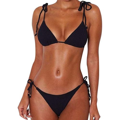 Women Swimsuit Two Piece Tie String Halter Bikini Padded Adjustable Triangle Bikini Classic Push-Up Brazilian