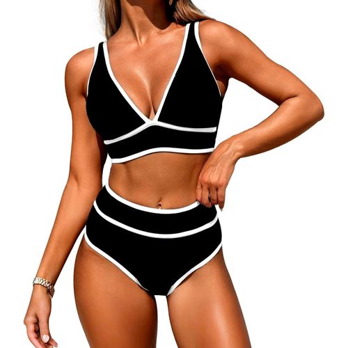 Ensemble De Bikini Taille Haute Sexy Pour Femme Avec Bretelles Réglables, Contrôle Du Ventre, Bikinis Push-Up Pour Filles Et Femmes, Maillots De Bain