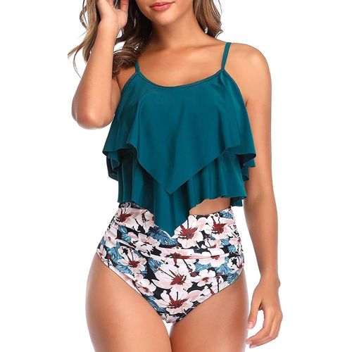 Two Piece Swimsuit For Women Ruffle Top And Bottom High Waist Push Up Bikini High Waist Vintage Bikini Set