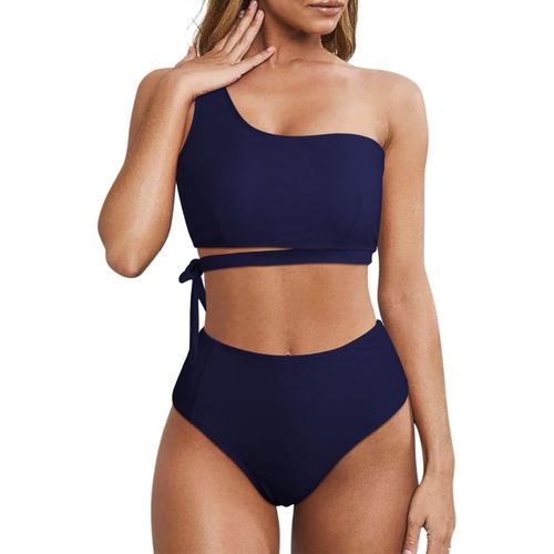 Women Bikini Sets High Waist One Shoulder Swimsuit 2 Pieces Bathing Suit