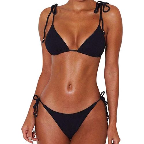 Bikini String Tie Swimwear Women Two Piece Beach Halter Bikini Padded Adjustable Removable Shoulder Strap Classic Brazilian