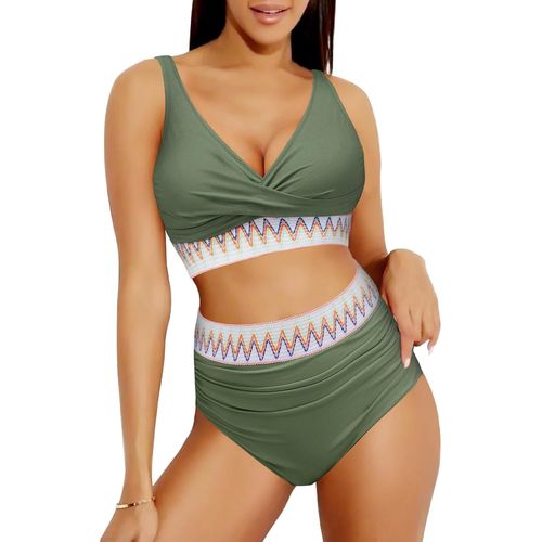 High Waisted Bikini Set For Women, Two Piece Swimsuit Tummy Control Push Up Beach Pool Party Swimwear